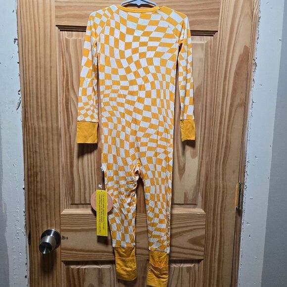 Dream Big Little Co Orange Checker Bamboo Romper 3T - Picture 3 of 4